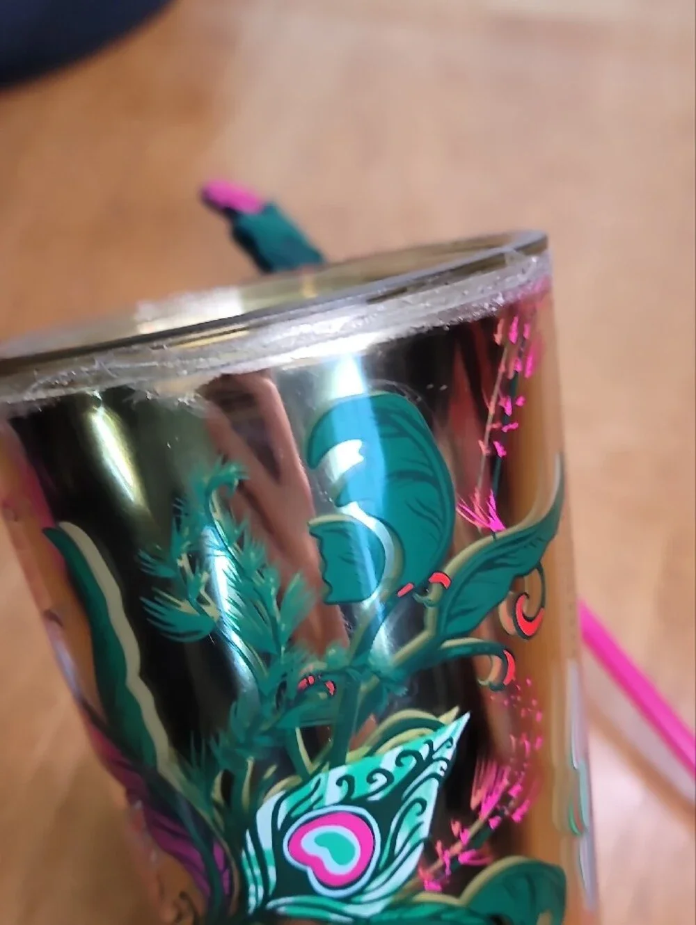 Starbucks 2024 Holiday Gold Mirror Ornament Floral cold cup tumbler (24 oz)